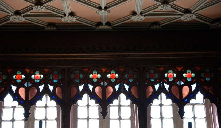 Third-floor Stained-glass windows, Livraria Chardron, 144 Rua das Carmelitas, Porto, Portugal