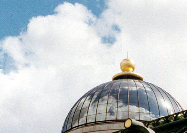 Clouds reflecting on Glass Dome, Manchseter, UK