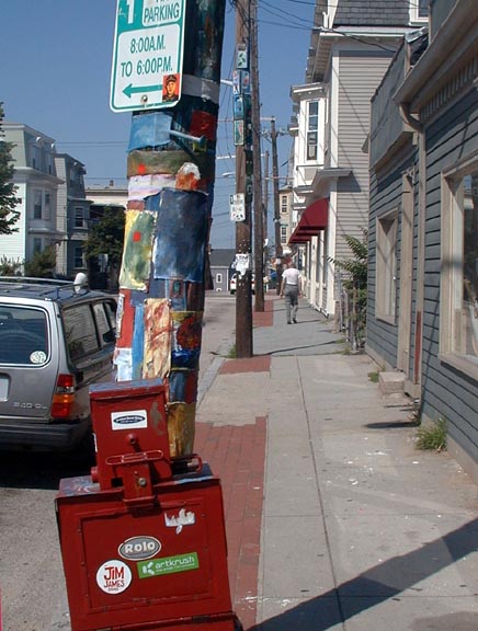 Decorated pole, pedestrian, and galleries 