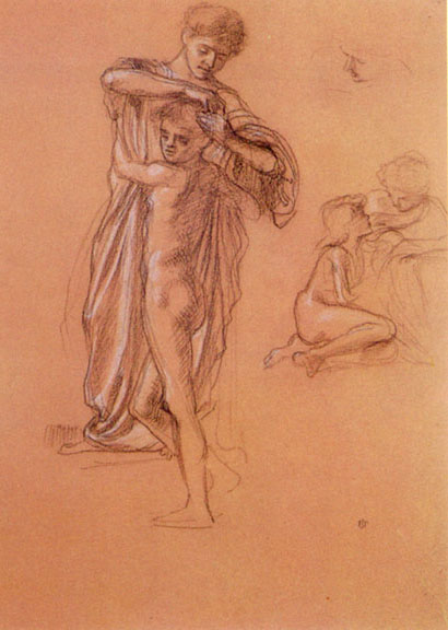 Study of a Nude Girl being attended by a Female figure