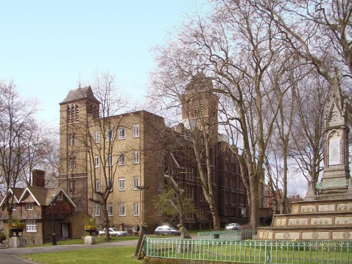 Memorial Sundial with St. Pancras Hospital in the background