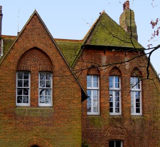 Detail of window hoods on front of William Morris's Red-House by Philip Speakman Webb