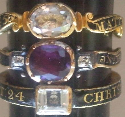 Three eighteenth-century mourning rings set with stones