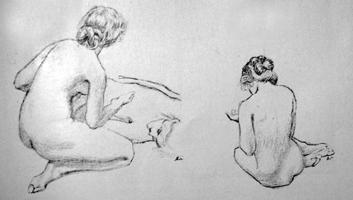 Two nude figure studies